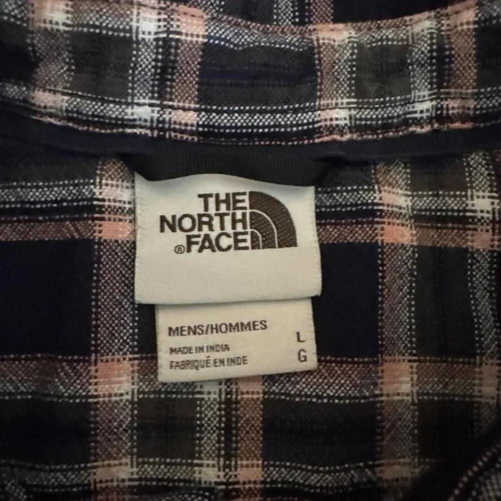 The North Face Arroyo Flannel L/S Shirt Men's size L Navy Green Peach Plaid